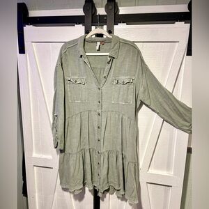 Pilcro Raw-edged Hem Longsleeved Shirtdress size L